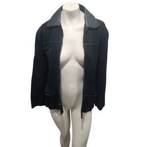 Paolo Italian Fashion Vintage Suede Leather Jacket Womens Sz Large Full Zip Moto